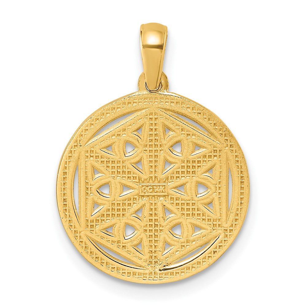 14K Gelbgold Polierter Keltischer Knoten Sechseck-Anhänger