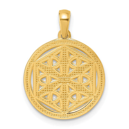 14K Gelbgold Polierter Keltischer Knoten Sechseck-Anhänger