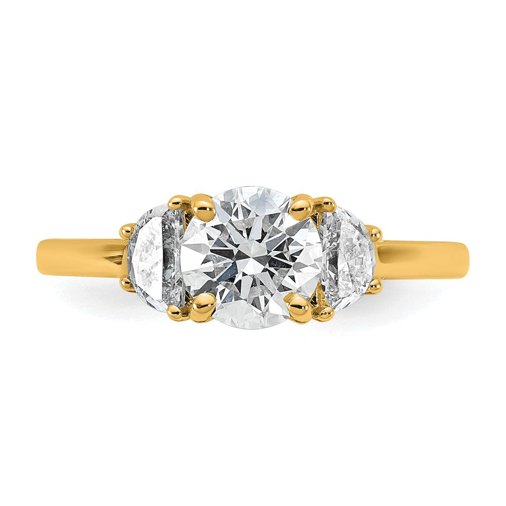 14K Gelbgold 3/8 Karat Im Labor Gezüchtet Diamant Vs+ F+ 1 Karat Mittig Rund Halbfassung Dreistein Verlobungsring