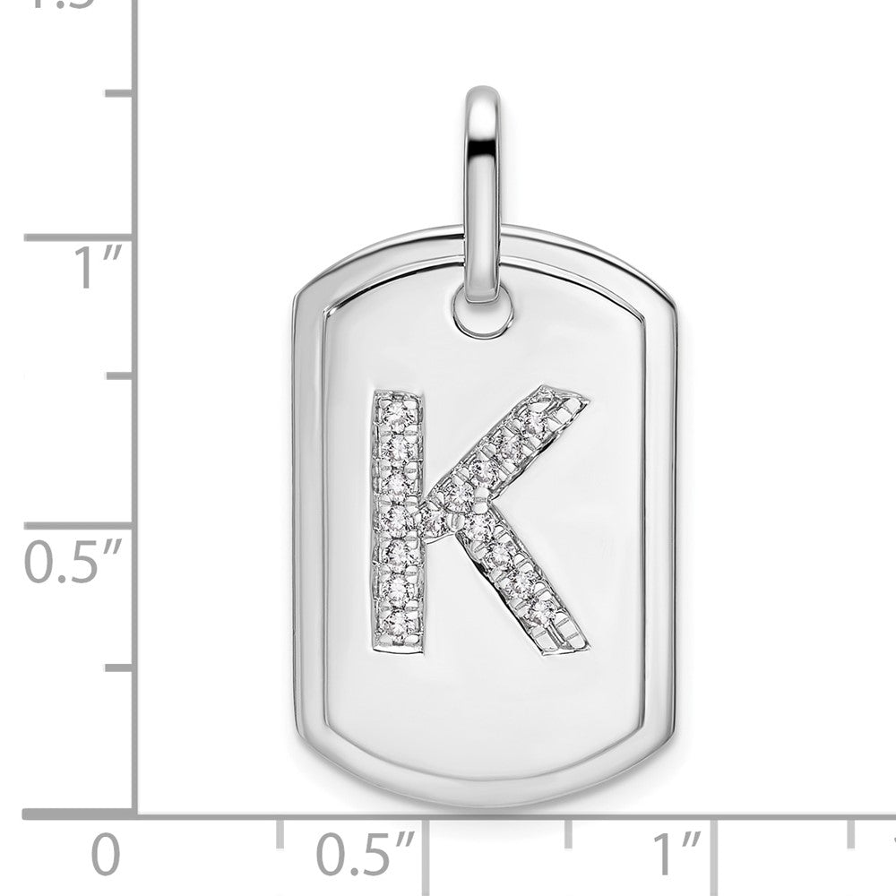 14K Weißgold Diamant Initial K Dog-Tag-Charm