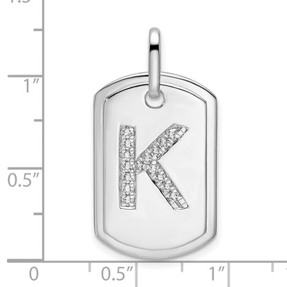 14K Weißgold Diamant Initial K Dog-Tag-Charm