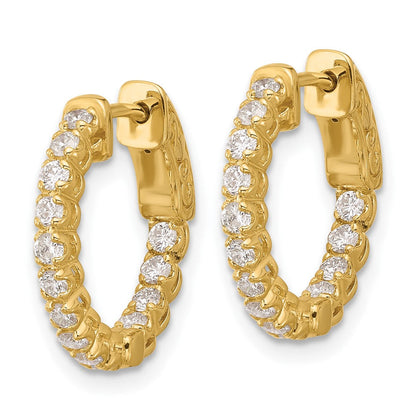 14K Gelbgold.56 Karat Diamant In/out Creole mit Sicherheits Verschluss Ohrringe