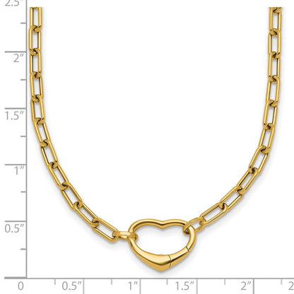 14K Gelbgold Poliert Oval Glieder mit Herz Verschluss 18 Zoll Halskette Able To Convert To Armband
