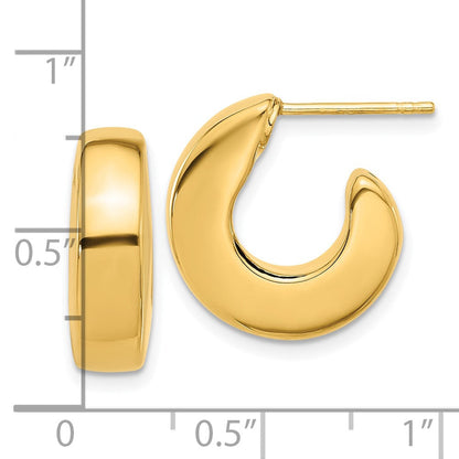 14K Gelbgold Poliert J-hoop Ohrstecker
