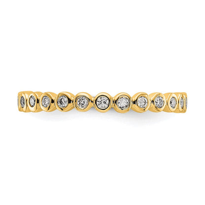 14K Gelbgold Poliert 1/3ct Zargenfassung Set Diamant Memoire Ehering Ring