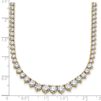 14K Gelbgold 15 1/10 Karat Im Labor Gezüchtet Diamant Vs+ F+ Komplett Rund 16 Zoll Abgestuft Tennis Halskette