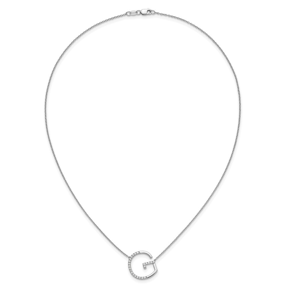 14K Weißgold Seitlich Diamant Initiale G 18 Zoll Halskette
