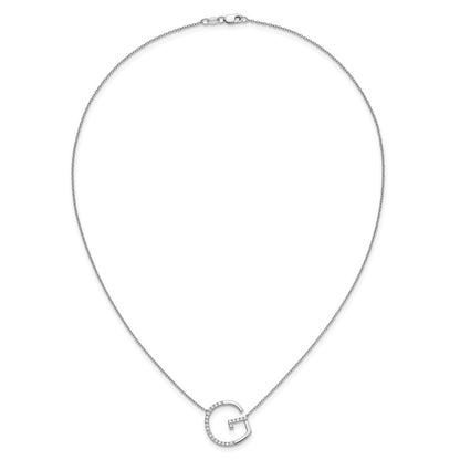 14K Weißgold Seitlich Diamant Initiale G 18 Zoll Halskette