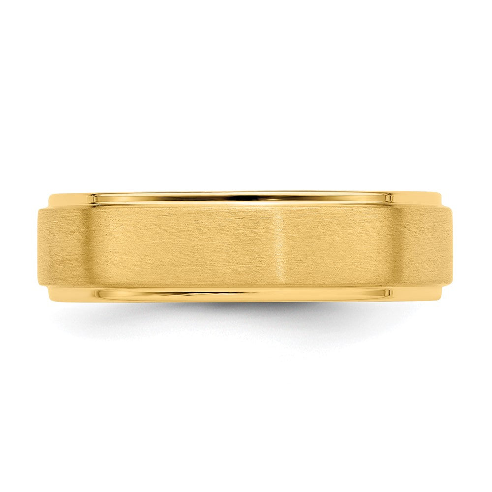 14K Gelbgold 6 mm leichter Ehering mit Komfort-Passform, gebürstet-satiniert/poliert und abgestufter Kante