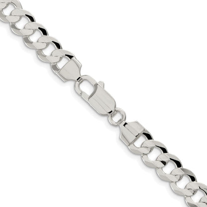 Sterlingsilber Rhodiniert 7.8mm Konkav Abgeschrägt Panzer 30 Zoll Kette