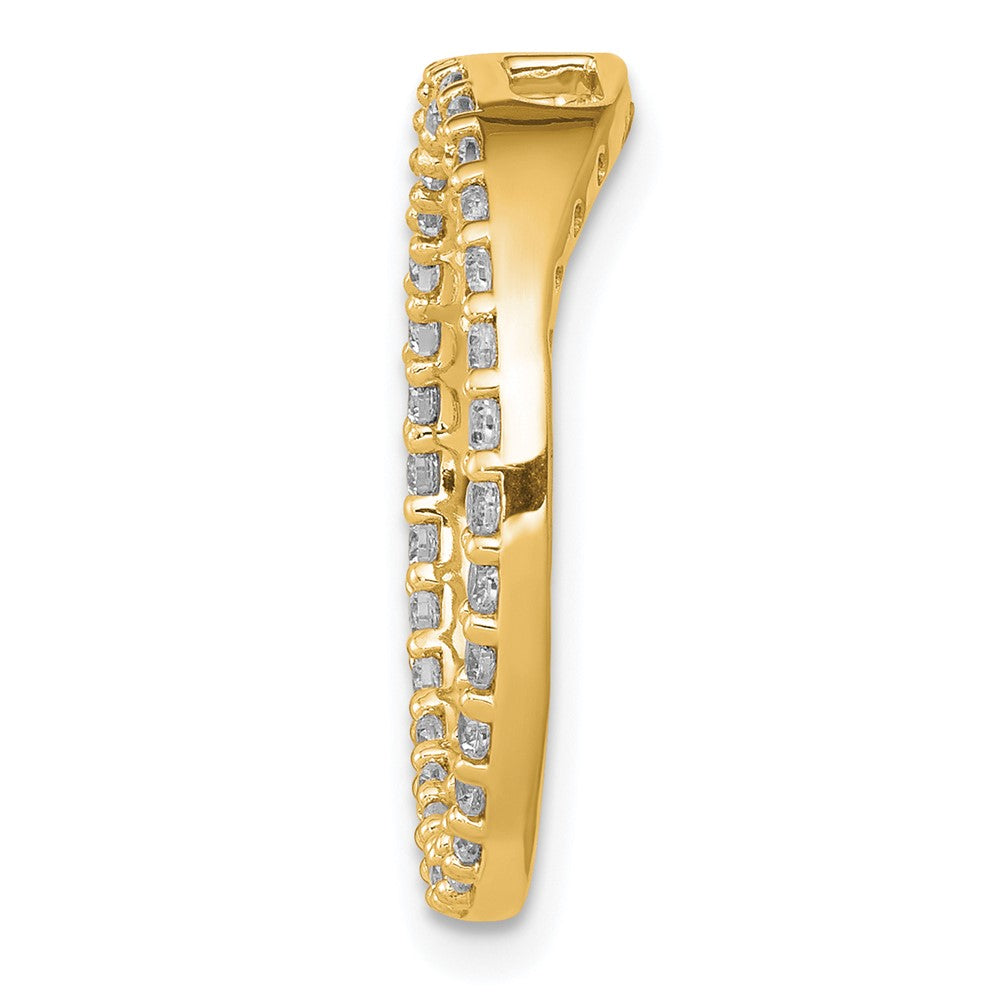 14K Gelbgold Poliert 1/2 Karat Diamant Kreis Kette Anhänger
