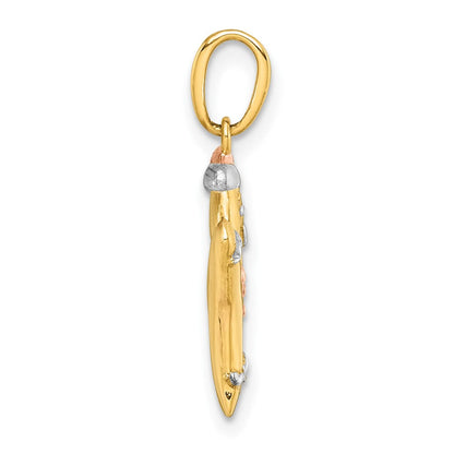 14K Gelbgold mit Rhodium- und -Beschichtung, polierter Lebkuchenmann-Charm