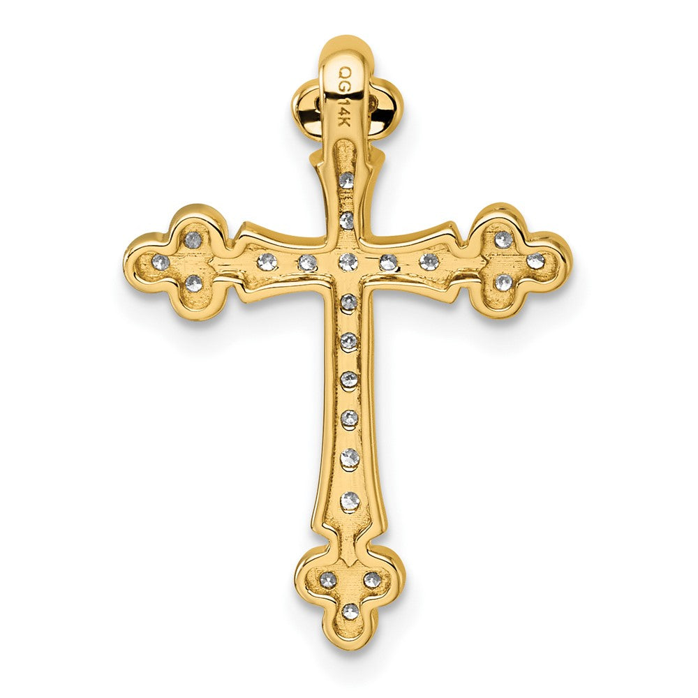 14K Gelbgold 1/3 Karat Diamant Knospend Kreuz Kette Anhänger