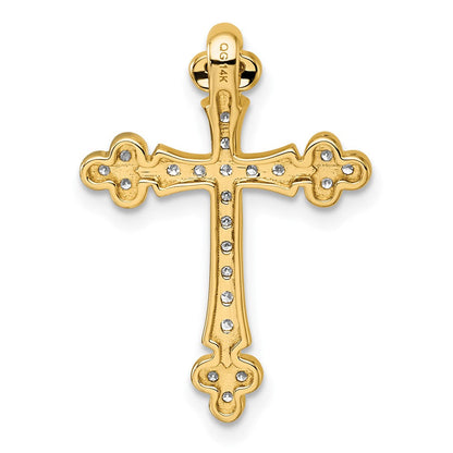14K Gelbgold 1/3 Karat Diamant Knospend Kreuz Kette Anhänger