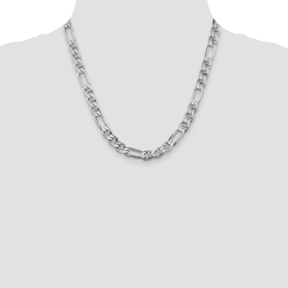 Sterlingsilber Rhodiniert 8.25mm Figaro Anker Halskette