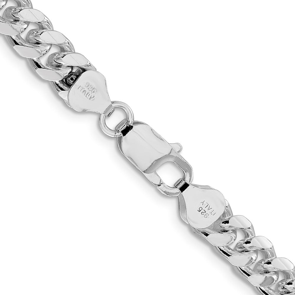 Sterlingsilber Rhodiniert 7.35mm Gewölbt mit Seite Diamantiert Panzer 26 Zoll Kette