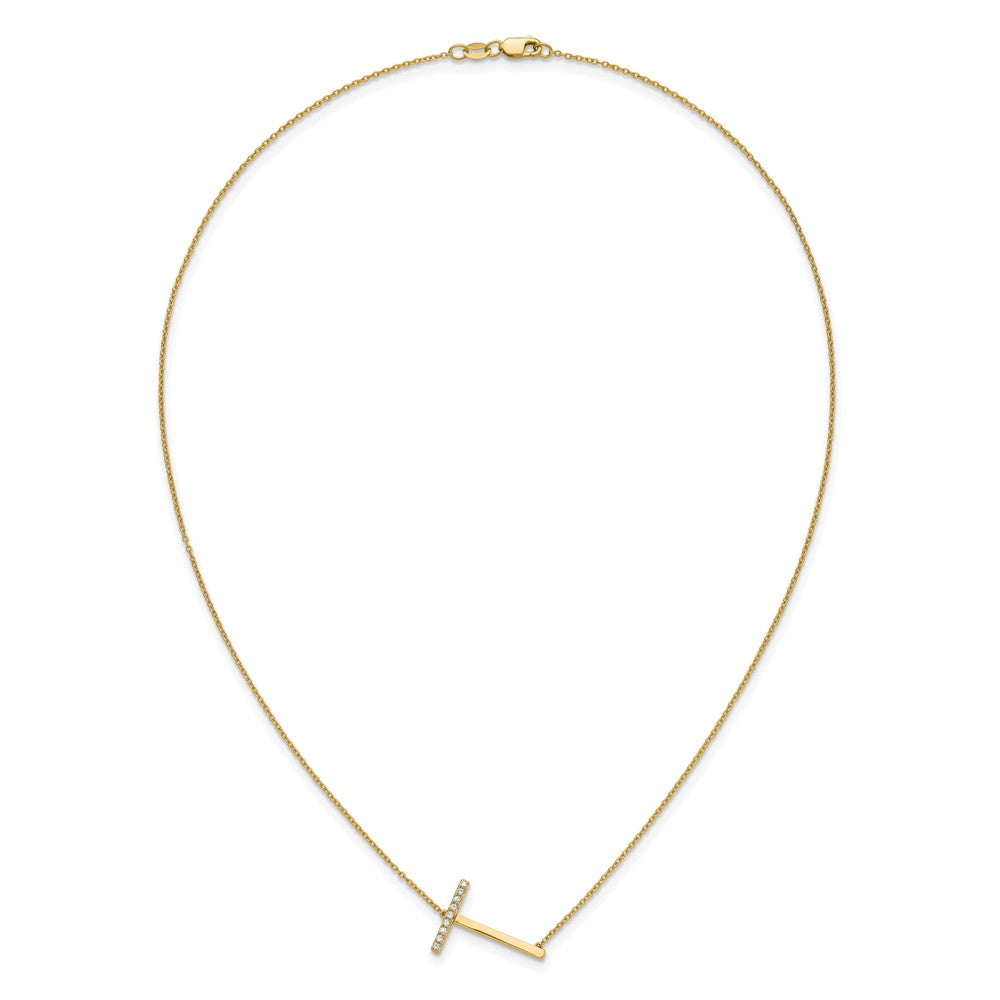 14K Gelbgold Seitlich Diamant Initiale T 18 Zoll Halskette