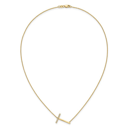 14K Gelbgold Seitlich Diamant Initiale T 18 Zoll Halskette