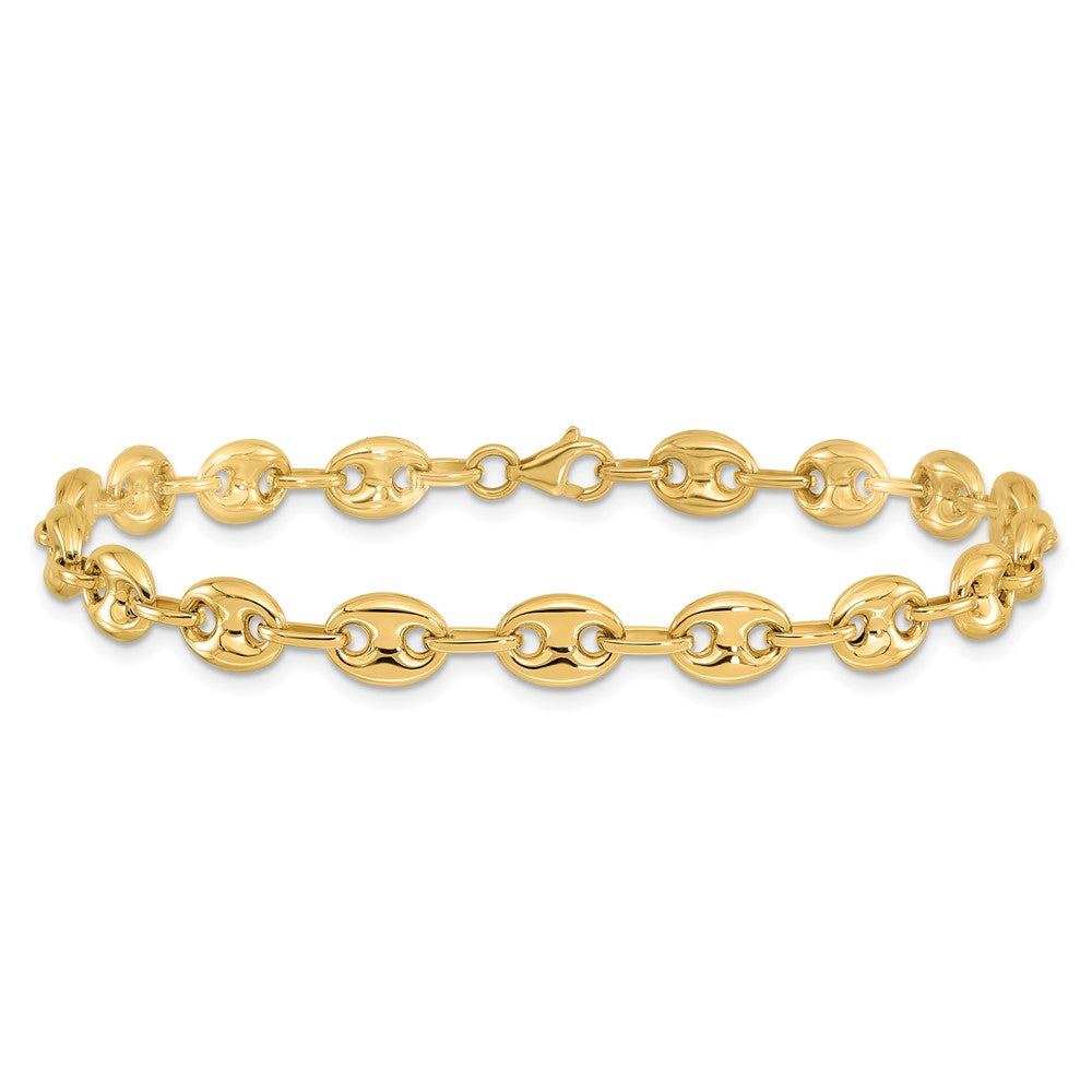 14K Gelbgold Poliert 6.3mm Gewölbt Anker/mariner Glieder Gliederarmband