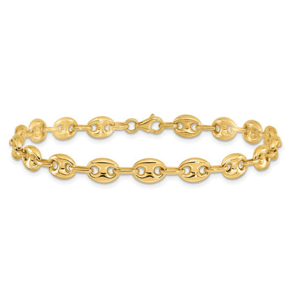 14K Gelbgold Poliert 6.3mm Gewölbt Anker/mariner Glieder Gliederarmband