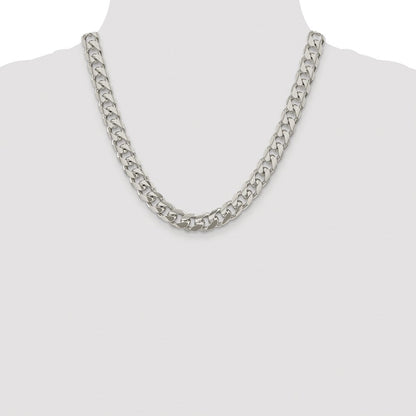 Sterlingsilber Rhodiniert 10.5mm Gewölbt mit Seite Diamantiert Panzer Halskette