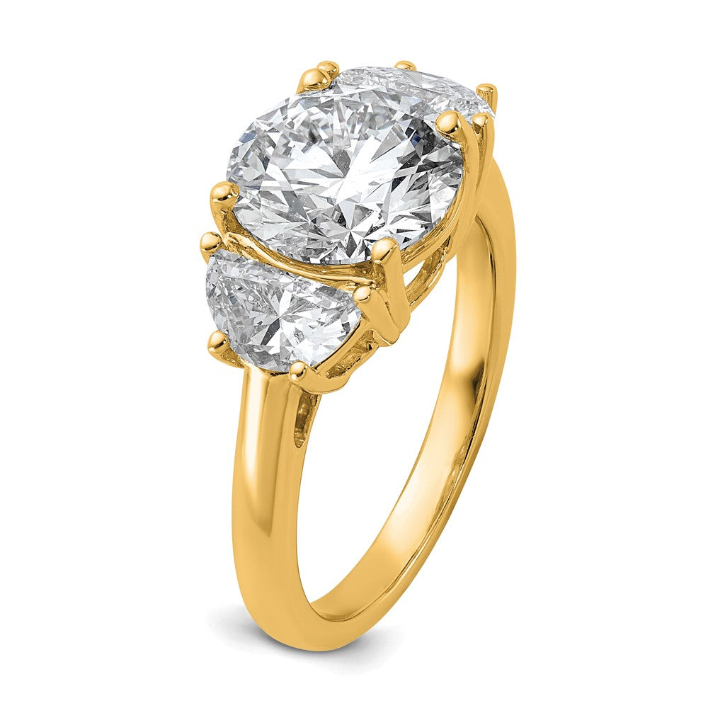 14K Gelbgold 1 Karat Im Labor Gezüchtet Diamant Vs+ F+ 3 Karat Mittig Rund Halbfassung Dreistein Verlobungsring