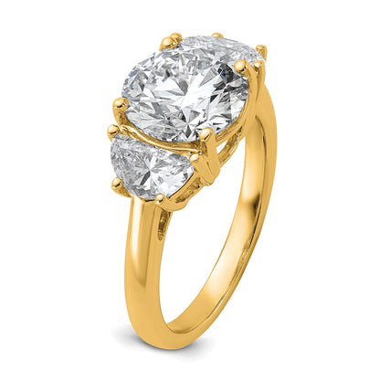 14K Gelbgold 1 Karat Im Labor Gezüchtet Diamant Vs+ F+ 3 Karat Mittig Rund Halbfassung Dreistein Verlobungsring