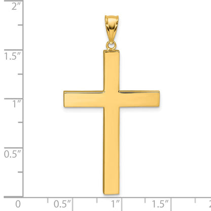 14K Gelbgold Polierter Hohler Lateinischer Kreuz-Anhänger