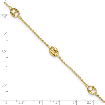10K Gelbgold Marine Glieder 5-station Plus Verlängerung Total Kette Fußkettchen