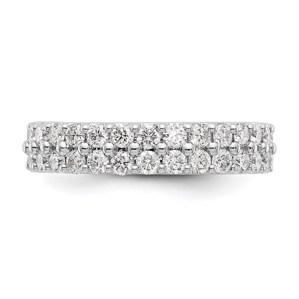 14K Weißgold Poliert Rund 2ct Doppelt Reihe Diamant Memoire Ehering Ring