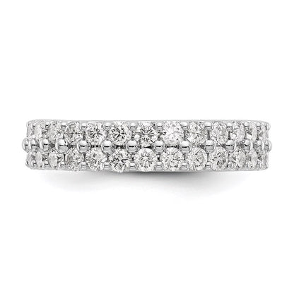 14K Weißgold Poliert Rund 2ct Doppelt Reihe Diamant Memoire Ehering Ring