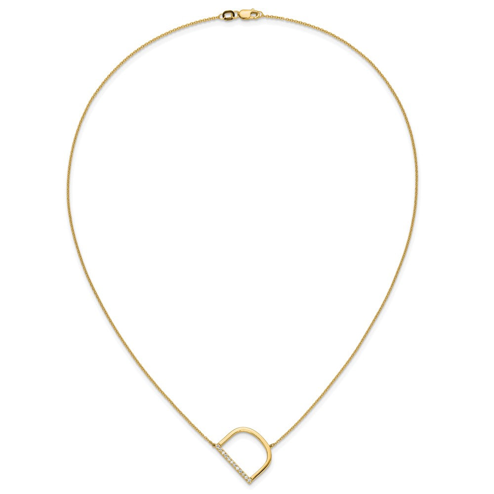 14K Gelbgold Seitlich Diamant Initiale D 18 Zoll Halskette
