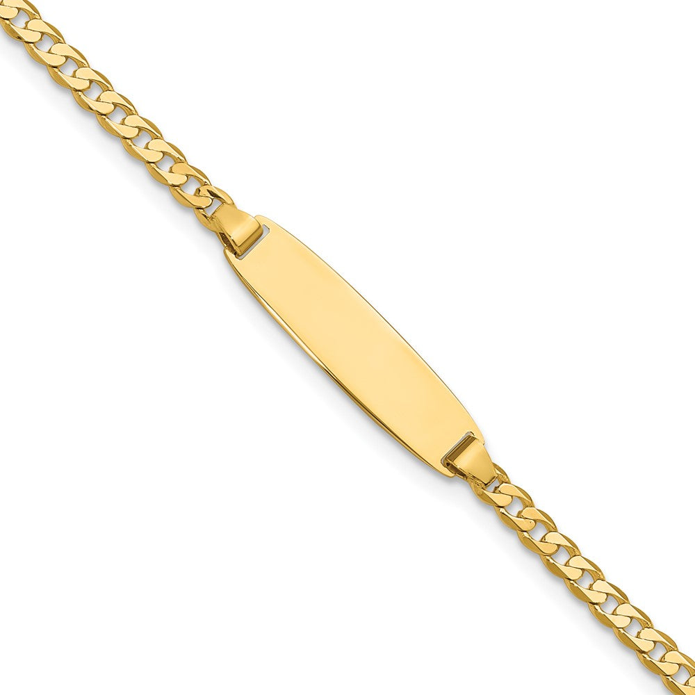 14K Gelbgold Poliert Massiv Kette/solid Platte Panzer Glieder 19.5x5.5mm Platte 8 Zoll Id Armband