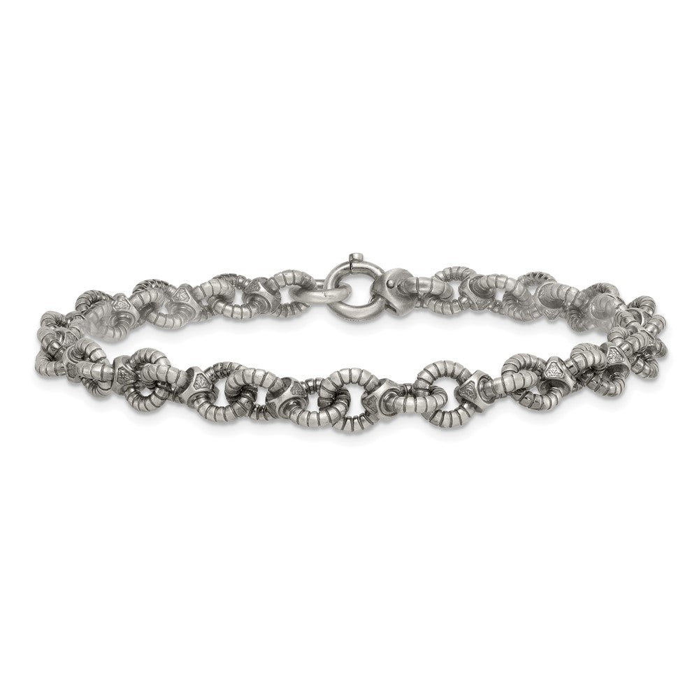 Sterlingsilber Schwarz Rutheniumbeschichtet Gebürstet Fantasie Strukturiert Ankerkette Glieder Herren Gliederarmband
