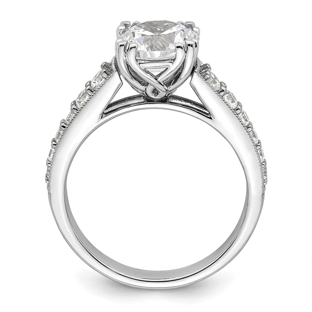 14K Weißgold (holds 2 Karat (8.2mm) Rund Mittig) 3/8 Karat Diamant Halbfassung Verlobungsring