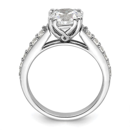 14K Weißgold (holds 2 Karat (8.2mm) Rund Mittig) 3/8 Karat Diamant Halbfassung Verlobungsring