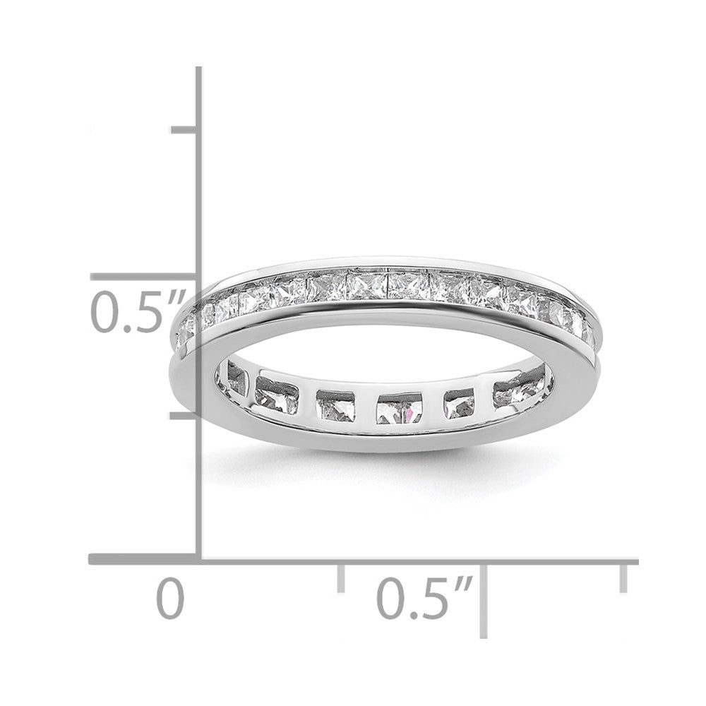 14K Weißgold Poliert Größe 4.5 Kanalfassung-set 1 Karat Princess Diamant Komplett Memoire Ehering Ring