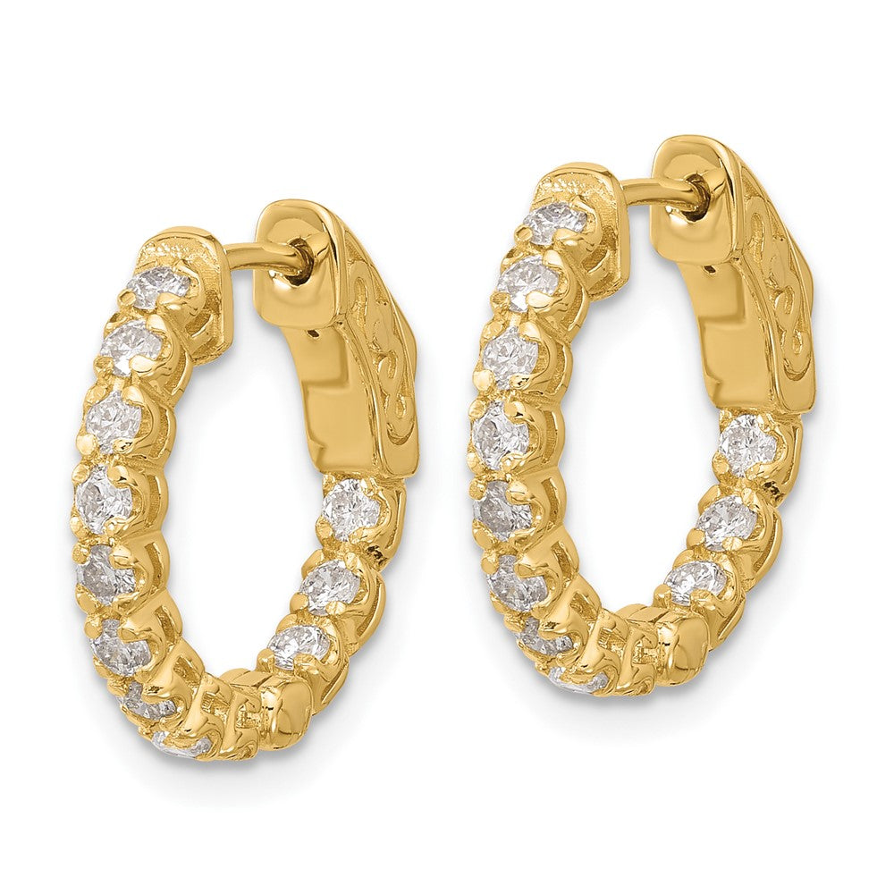14K Gelbgold.84 Karat Diamant In/out Creole mit Sicherheits Verschluss Ohrringe