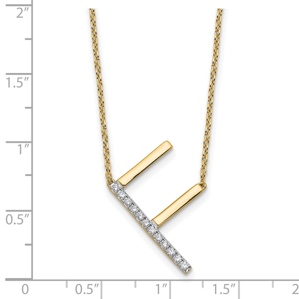 14K Gelbgold Seitlich Diamant Initiale F 18 Zoll Halskette