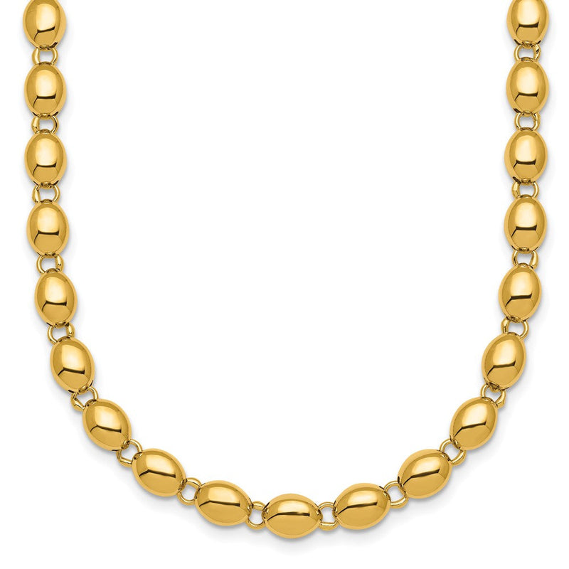 14K Gelbgold Poliert 5.25mm Rund Fantasie Gekugelt 18 Zoll Halskette