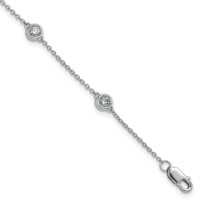 14K Weißgold Komplett 1/3 Karat Zargenfassung-set Diamant und Ankerkette Kette 6-station 7 Zoll Armband