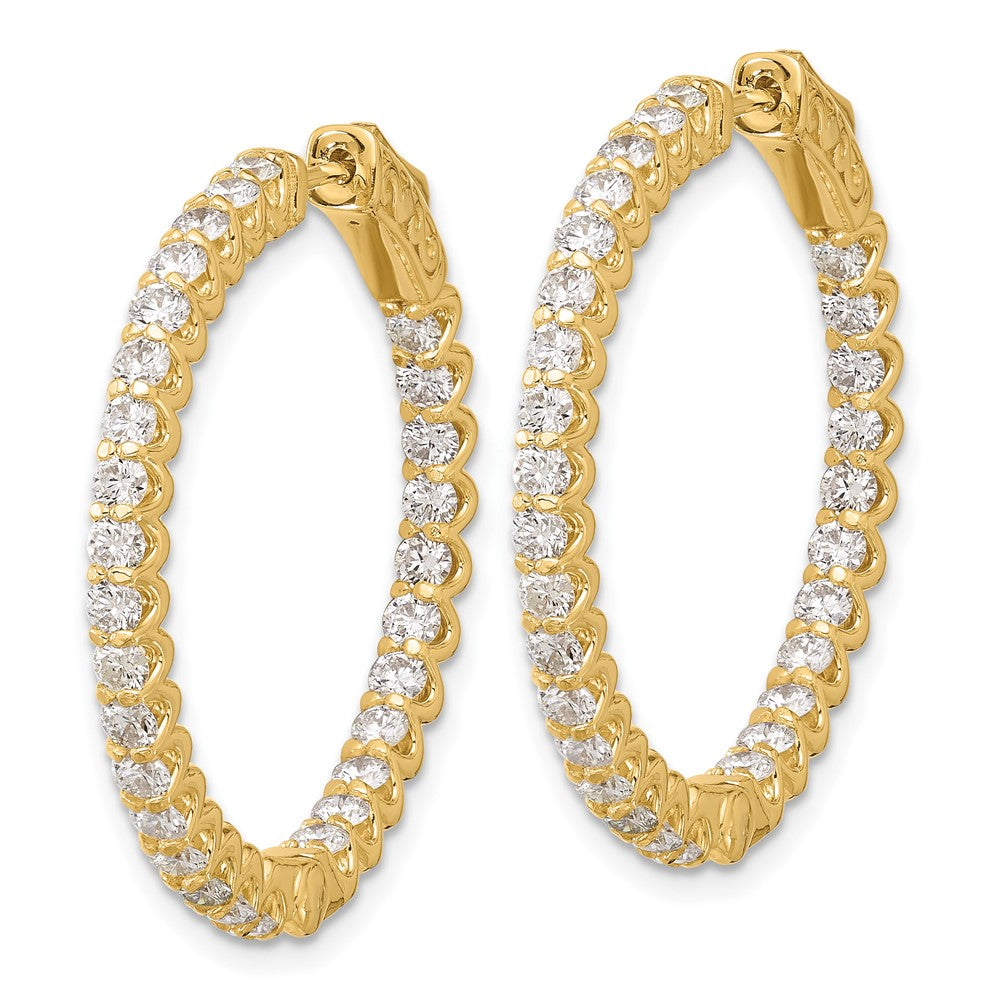 14K Gelbgold 2.9 Karat Diamant In/out Creole mit Sicherheits Verschluss Ohrringe