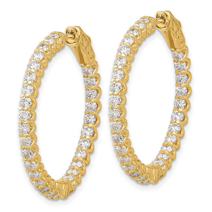 14K Gelbgold 2.9 Karat Diamant In/out Creole mit Sicherheits Verschluss Ohrringe