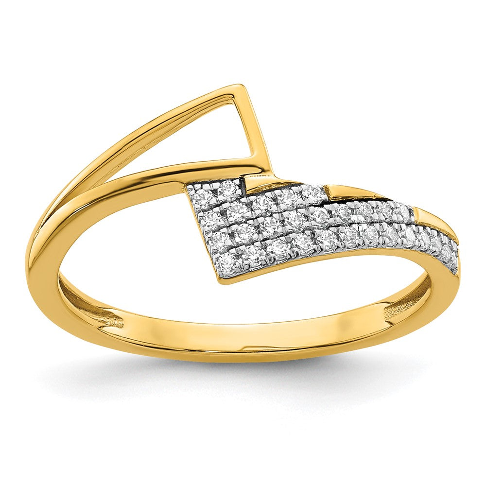 14K Gelbgold Polierter Diamant Geometrischer Fashion-Ring