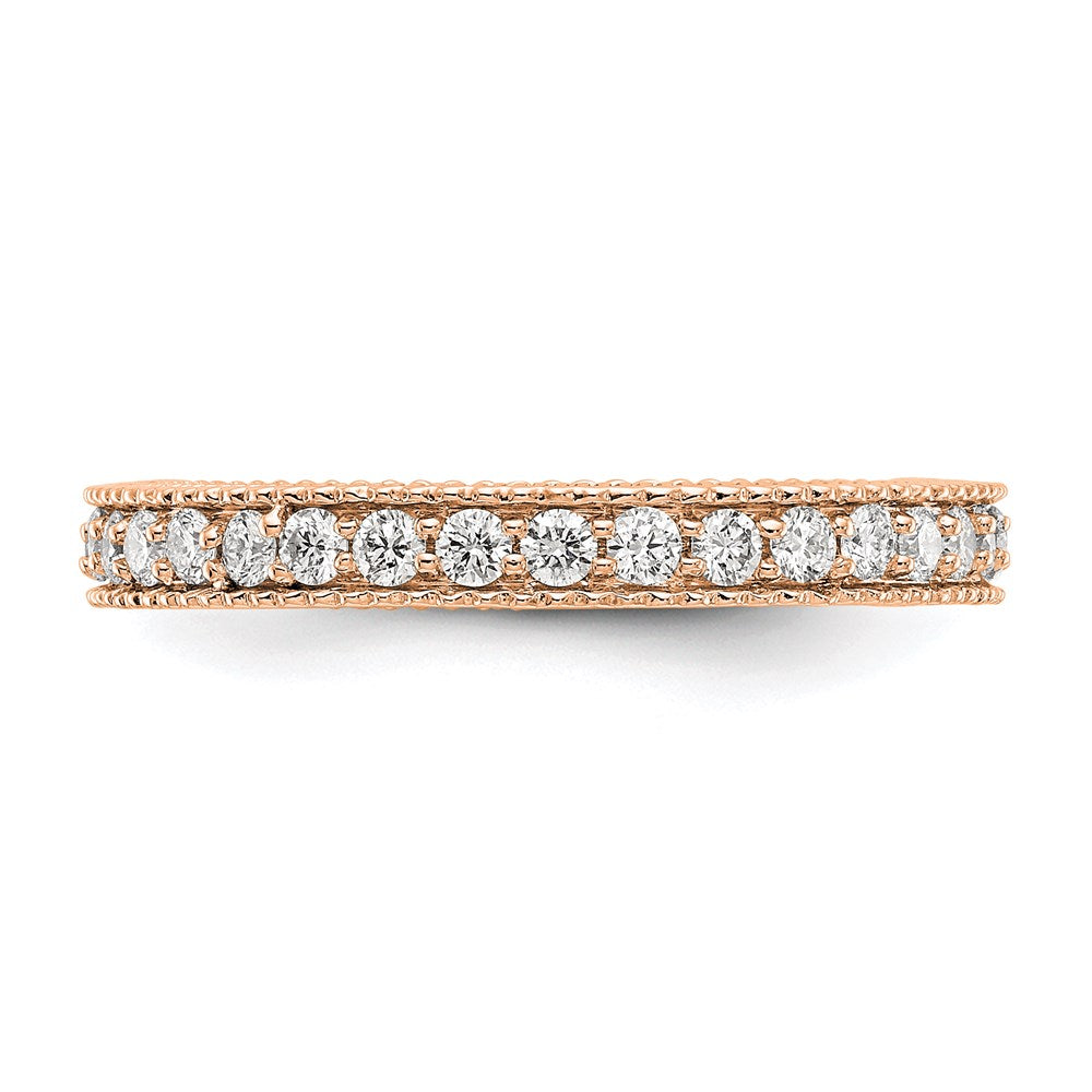 14K Roségold Poliert 3/4ct Milgrain Kante Diamant Memoire Ehering Ring