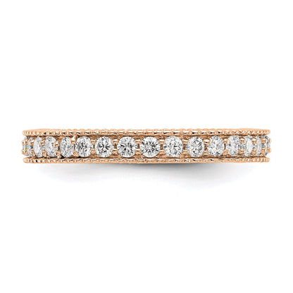 14K Roségold Poliert 3/4ct Milgrain Kante Diamant Memoire Ehering Ring