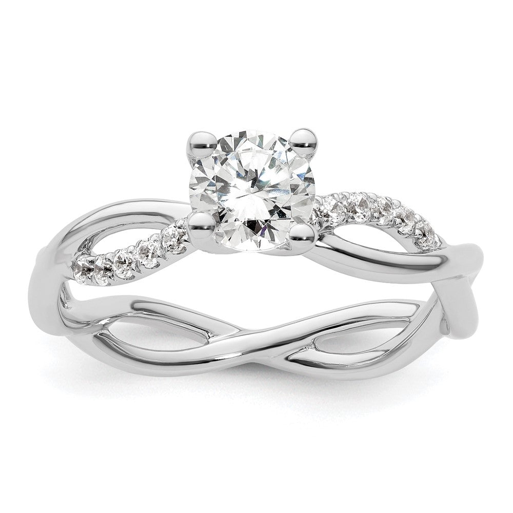 14K Weißgold Criss-Cross Diamant-Verlobungsring als Semi-Mount (für 0,75K (5,8 mm) runden Mittelstein) mit 0,2 ct. Diamanten
