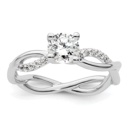 14K Weißgold Criss-Cross Diamant-Verlobungsring als Semi-Mount (für 0,75K (5,8 mm) runden Mittelstein) mit 0,2 ct. Diamanten
