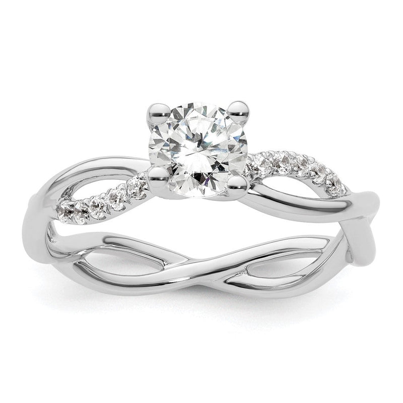 14K Weißgold Criss-Cross Diamant-Verlobungsring als Semi-Mount (für 0,75K (5,8 mm) runden Mittelstein) mit 0,2 ct. Diamanten