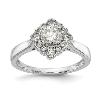 True Origin 14K Weißgold Verlobungsring mit Halo, 0,25K Labor-gezüchteten Diamanten, rundes Semi-Mount, VS+ F+